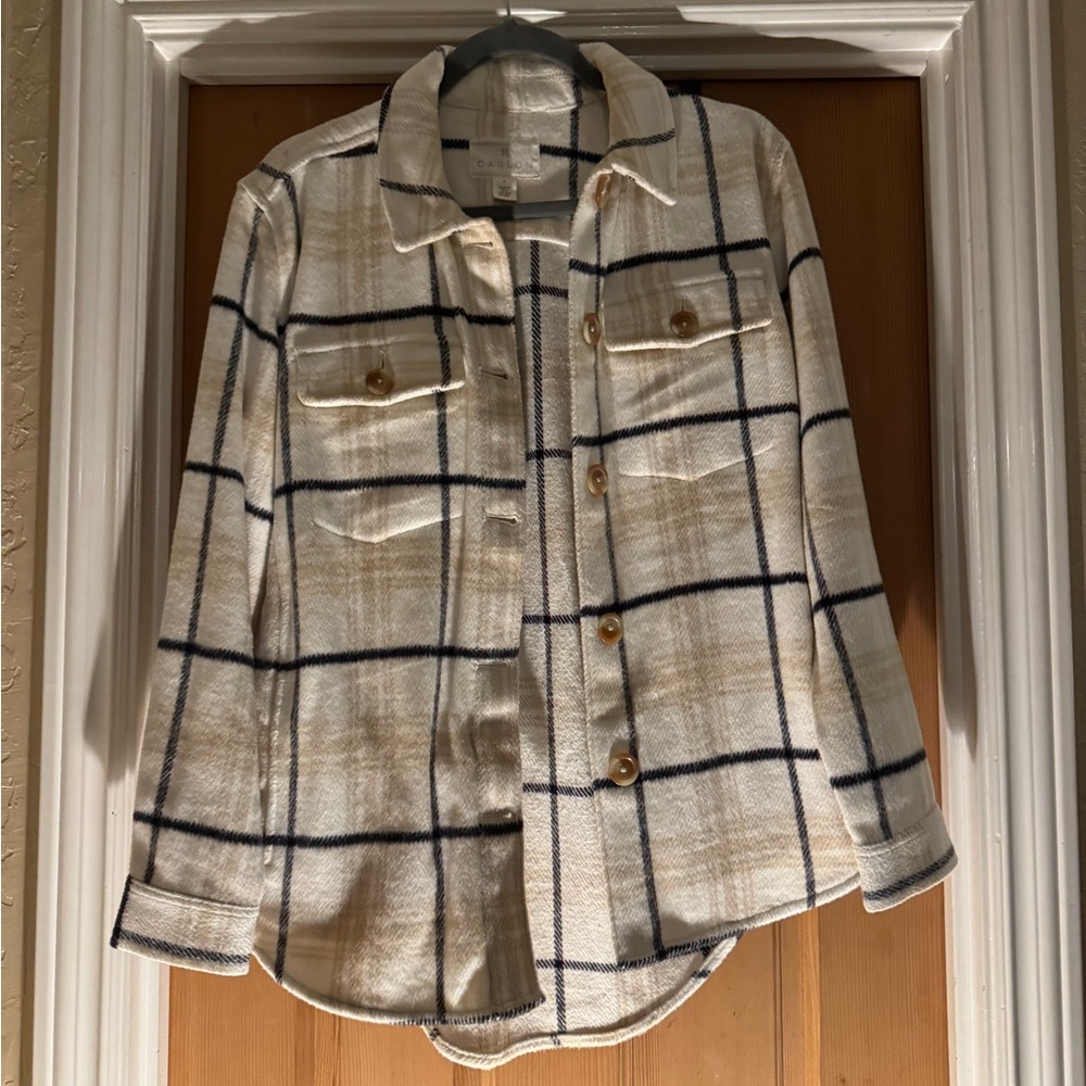 Caslon Cream and Black Checkered Utility Jacket